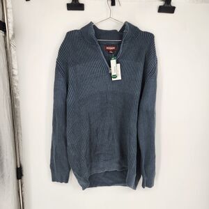 Alesbury Men's XL‎ Indigo Stone Washed Shaker Stitch Quarter Zip Sweater NWT